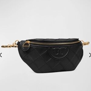 Tory Burch Black Fleming Quilted Leather Belt Bag